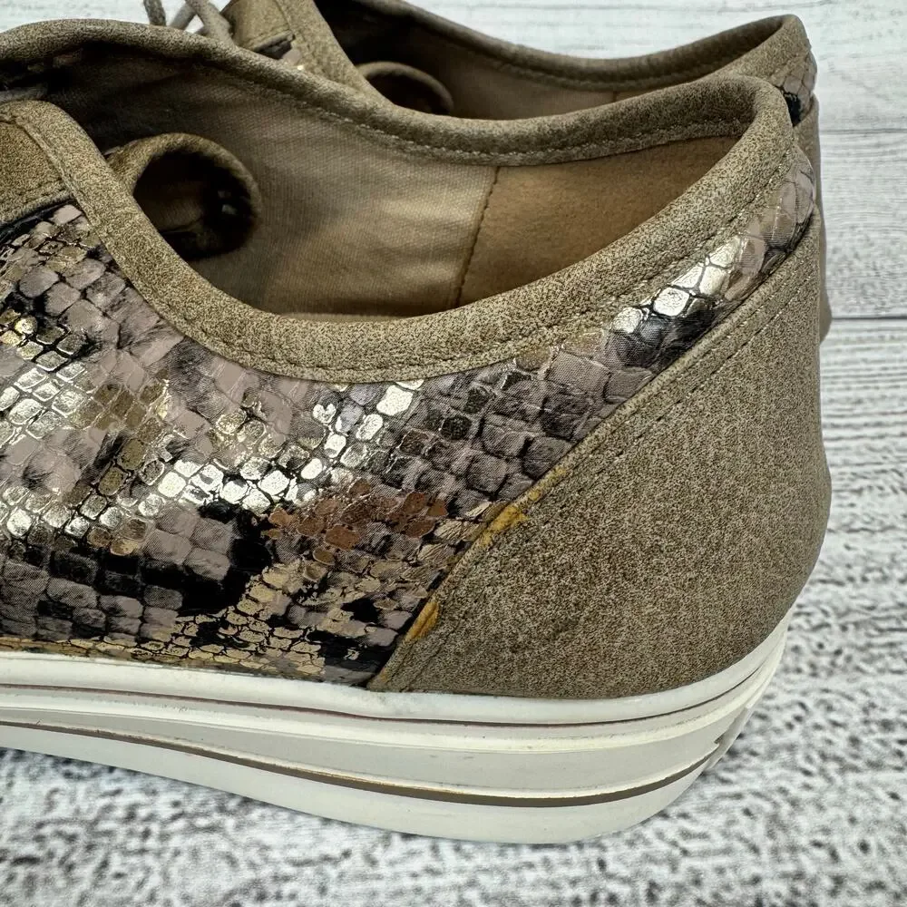 Yellowbox Women's Vada Taupe Gray Snake Printed Sneakers Size 11